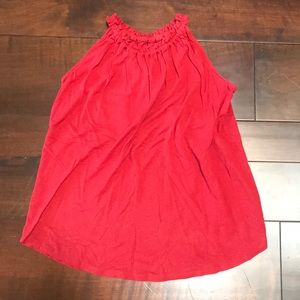 Ann Taylor Loft red linen/rayon top, size XXSP